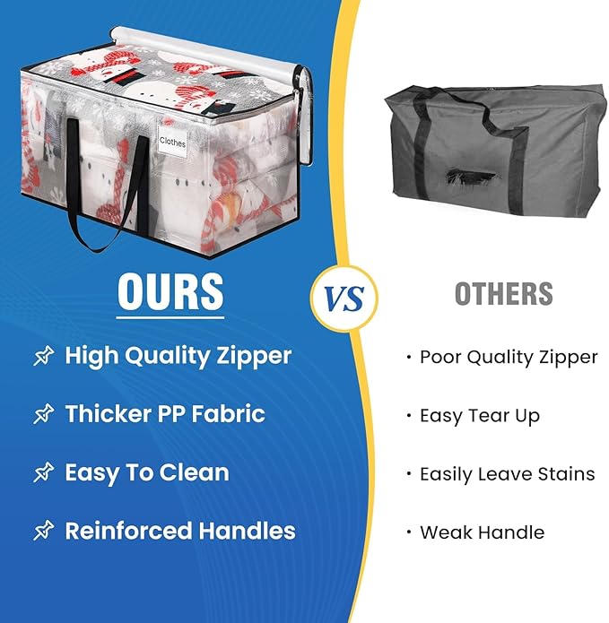 RoomHacks Heavy Duty Clear Moving Bags with Reinforced Handle and Double Zipper, Storage Totes, Packing Bags Alternative to M