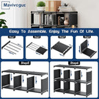 Mavivegue Book Shelf, 6 Cube Storage Organizer, DIY Bookcase, Metal Cube Bookshelf,Tall Book case for Bedroom, Living Room,Of