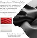 Black Red Car Steering Wheel Cover, Nappa Leather, Bottom Color Blocking, Universal 14.5-15 Inch Leather Anti-Slip Breathable