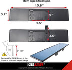 15.8" ICBEAMER Clip On Rear View Mirror | Flat Blue Tint Glass, Panoramic Wide Angle HD Glass, Anti Glare, Universal Fit for Car, SUV, Truck | Eliminates Blind Spots (1 Pack)