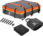 X AUTOHAUX 1000D PVC Waterproof Car Roof Bag Rooftop Cargo Carrier Bag Luggage Carriers for Cars with or without Rack Anti-Slip Mat 6 Door Hooks Set Gray - 20 Cubic Feet