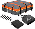 X AUTOHAUX 1000D PVC Waterproof Car Roof Bag Rooftop Cargo Carrier Bag Luggage Carriers for Cars with or without Rack Anti-Slip Mat 6 Door Hooks Set Gray - 15 Cubic Feet