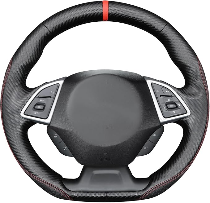 MEWANT Hand Sewn 3D Style Steering Wheel Cover Wrap for Chevrolet Camaro 2017-2022 Steering Wheel Accessories for Chevrolet Camaro 2017-2022