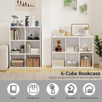 6 Cube Storage Organizer with Anti Tipping Kits, Horizontal Vertical Bookshelf Display Shelf with Closed Back Panel, Modern W