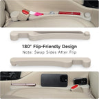 Car Seat Gap Filler Set of 2, 3IN1 Seat Side Gap Filler Plug with Storage Slot & Hook Function, Soft Foam Universal Fit Car SUV Truck Fill Gap Between Seats Console Organizer（Narrow Ivory）