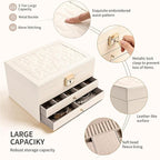 Greenfeather Jewelry Boxes for Women, Jewelry Organizer Box with Lid 3 Layers for Necklaces Rings Earrings and Bracelets Box 