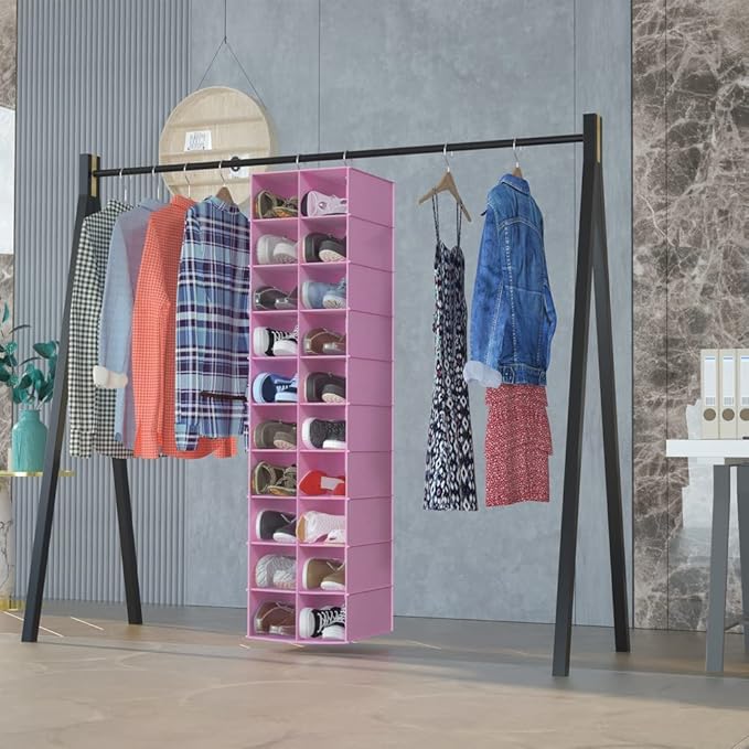 Libeder Hanging Shoe Organizer for Closet, Hanging Closet Organizers 20 Section Shoe Shelves, Space Saving Shoe Holder & Stor