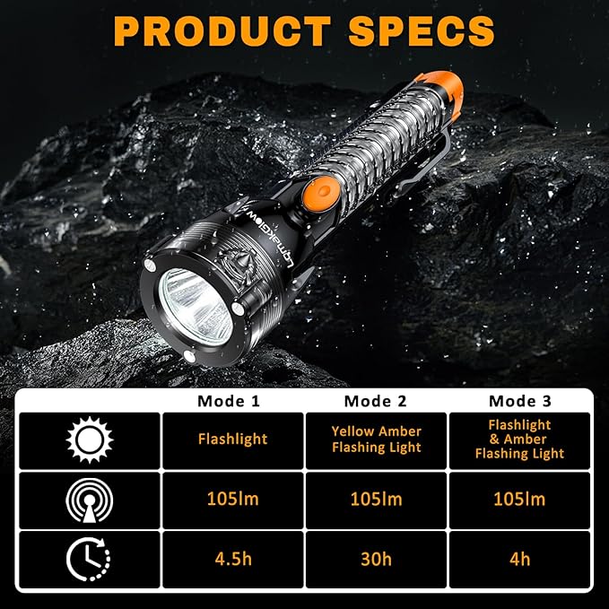Multifunctional Car Safety Flashlight - Emergency Escape Tool with Window Breaker, Seatbelt Cutter, 3 Light Modes & Magnetic 