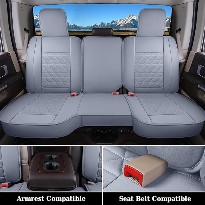 Coverado Seat Covers for Dodge Ram Full Set, Waterproof Truck Car Seat Cover Protectors Custom Fit for 2002-2025 Dodge RAM 15