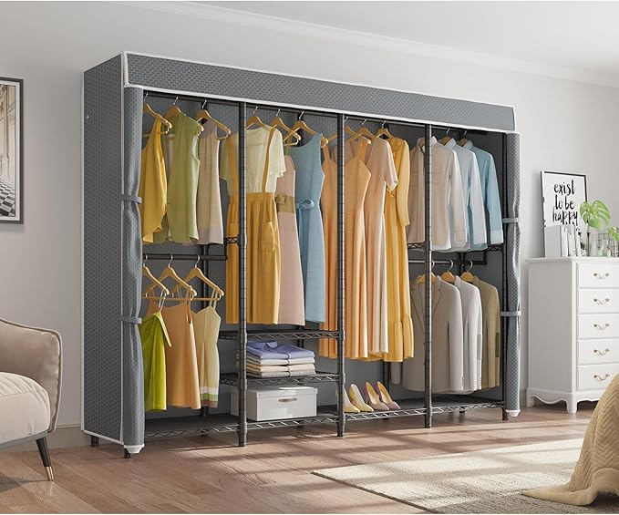 VIPEK V40C Covered Clothes Rack Heavy Duty Clothing Rack with Cover, Custom Freestanding Closet Portable Wardrobe Closet for 