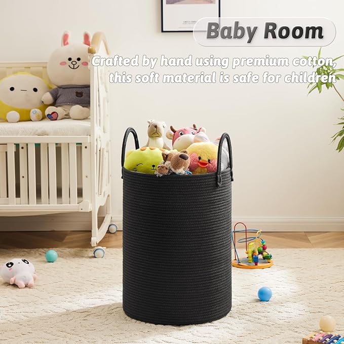 Artfeel Laundry Basket,Woven Cotton Rope Laundry Hamper,60L for Decorative Storage of Dirty Clothes,Toys and Blankets in Bath