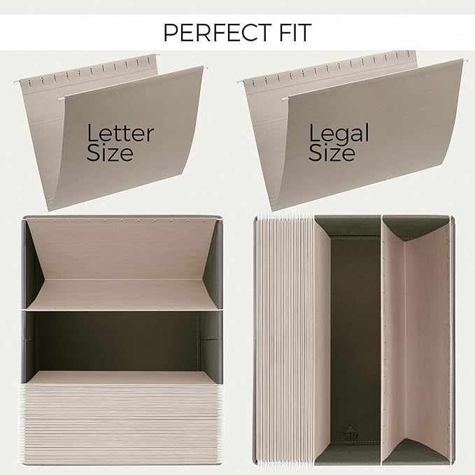ZICOTO Decorative File Organizer Box Set of 2 - Collapsible Linen Filing Cabinets w/Handles Are Perfect to Store all Your Doc