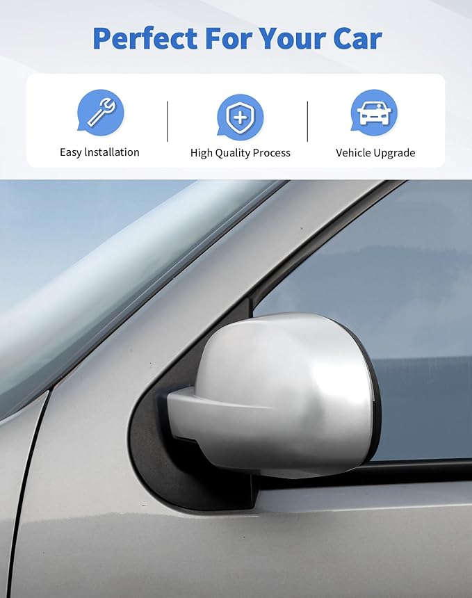 Rear view Mirror Fully Caps Covers Compatible with 2007-2014 Chevy Silverado GMC Sierra Avalanche Tahoe Suburban Yukon Escalade ESV Left Right Side View Mirror Cover Caps, Silvery