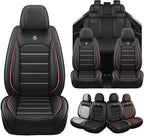 Seat Covers for Ford Expedition Max 2018-2026 8 Seaters, Compatible Airbag Non-Slip Waterproof Leather Seat Protector, Luxury Car Interior Seat Cover Full Set, Black Red