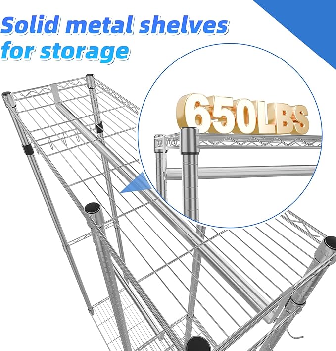 Simple Trending Heavy Duty Clothing Rack Loads 450 LBS, Garment Racks with Adjustable Shelves for Hanging Clothes, Metal Ward