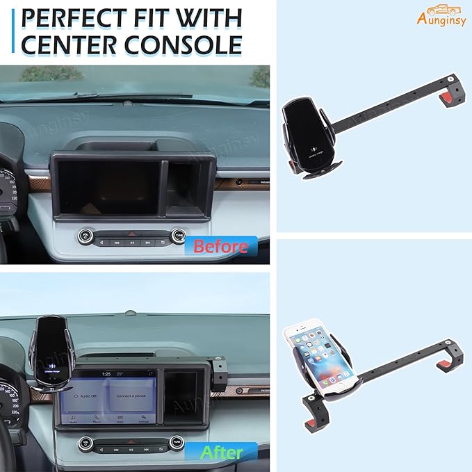 Aunginsy Dashboard Phone Mount Compatible with Ford Maverick 2022-2024, 8-inch Navigation Screen Upper Panel Fixed Clip 360° Rotation Mobile Phone Bracket for Most Cell Smartphone Holder Accessories