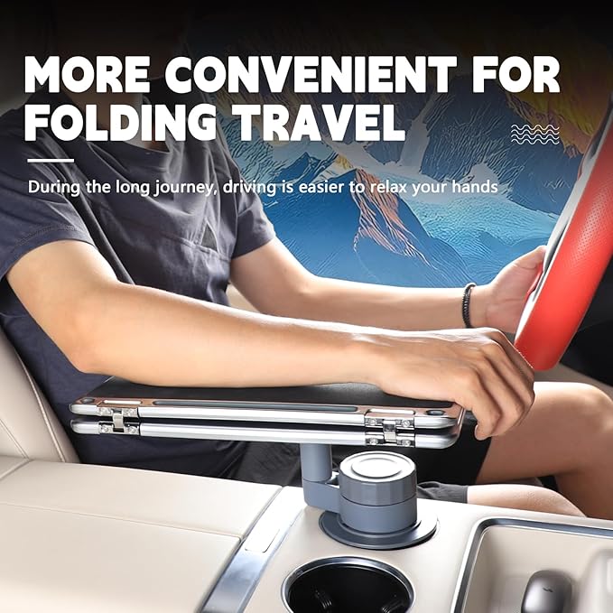 360 Rotating Folding Cup Holder Table, Steering Wheel Tray, Car & Laptop Desk - Car Accessories for Women & Men, Fit Tesla