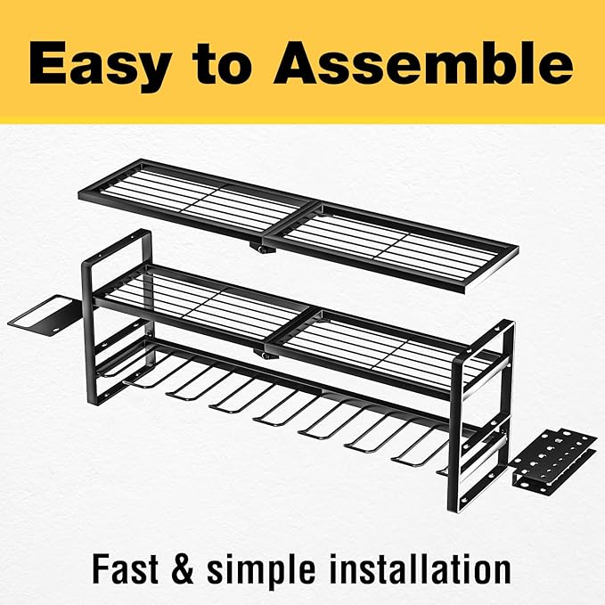 YYR Heavy Duty Power Tool Organizer Wall Mount, Cordless Drill Hanger Storage Rack, Battery Tools Holder with Charging Statio