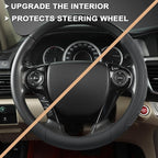 GIANT PANDA Microfiber Leather Steering Wheel Cover for Honda Accord,Civic,CR-V,HR-V,Pilot(Black-Standard Size)