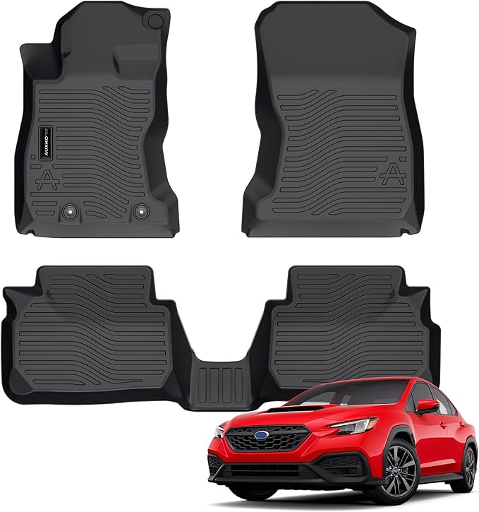 Auxko All Weather Floor Mats Fit for Subaru WRX 2026-2022 TPE Rubber Liners WRX Accessories Set All Season Guard Odorless Anti-Slip Floor Mats