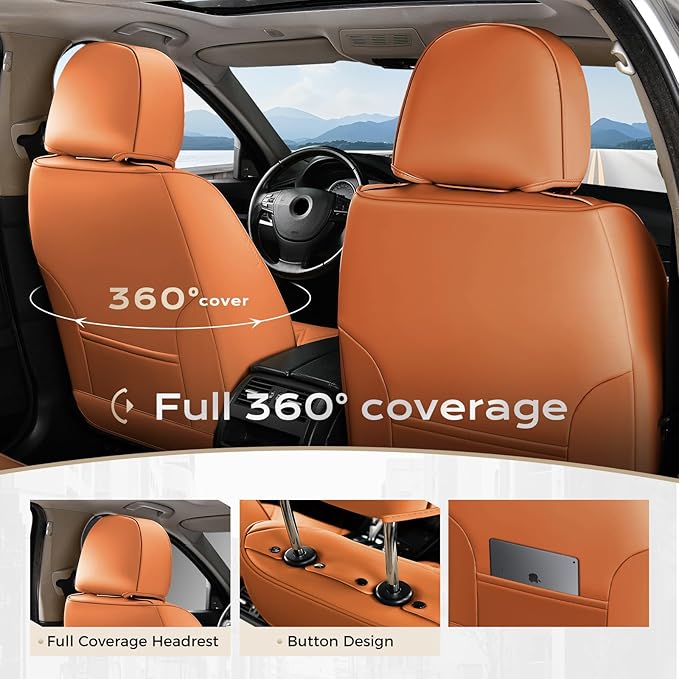 Coverado Car Seat Covers Full Set, Seat Covers for Cars, Front Seat Covers and Back Seat Cover Waterproof Leather Automotive 