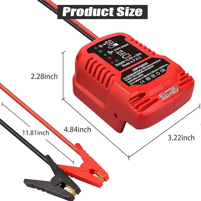 TPDL Heavy Duty Battery Jumper Cable Clamps for Milwaukke for M.18 18V Battery, Convert to Jumper Starter Automotive Booster with 11AWG Cables,Parrot Clips, Power for Quick Charging Connector