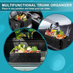Sposuit Extra Large Trunk Organizer 98L Collapsible Car Storage Trunk Organizer with Removable Dividers & Adjustable Securing