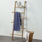 Taozun 67-Inch Wooden Blanket Ladder with Shelf for Living Room - 5-Tier Farmhouse Towels and Quilt Rack Decor - Leaning Wall