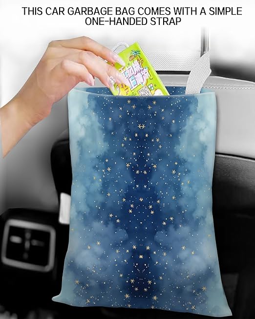 Car Trash Can, Durable Hanging Car Trash Garbage Bag, Cute Automotive Garbage Cans Organizer, Cute Blue Sky