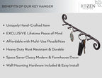 RTZEN Farmhouse Small Key Holder for Wall - Handcrafted Swirl Decorative 5 Key Hooks for Home Entryway - Wrought Iron Wall Mo