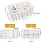 ProCase Earring Holder Organizer Jewelry Box with 3 Drawers, Acrylic Clear Earring Case with Adjustable Velvet Trays for Wome