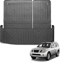 Auxko All Weather Cargo Mat with Back Seat Mat Fit for Nissan Pathfinder 2026 2025 2024 2023 2022 TPE Trunk Mat Accessories All Season Odorless Anti-Slip Black