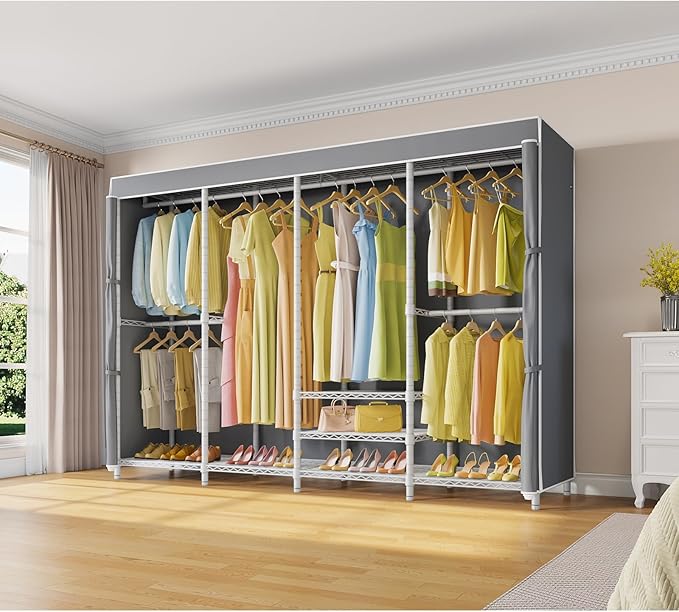 VIPEK V40C Plus Heavy Duty Clothes Rack with Upgraded Polyester Cover, Extra Large Covered Clothing Rack for Hanging Clothes 