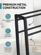 CANYAVE Metal Leaning Ladder Towel Rack, 4-Tier Blanket Stand for Bathroom Living Room, No Drilling Quilt Storage Organizer (