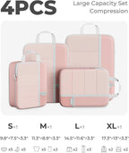 Percover Compression Packing Cubes 4-Piece Set, Packing Cubes Compression for Travel with Label Pockets, Travel Organizer for