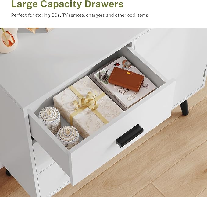 Iwell Storage Cabinet with 3 Drawers, Sideboard Buffet Cabinet with Adjustable Shelf, Freestanding Floor Storage Unit for Liv