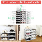 6-Tier Shoe Rack, Stackable Storage Organizer for Bedroom Entry, Adjustable Rack, Shoe Slots Shelf, Easy Tower Rack, Grey