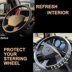 PINCTROT XL Size 17.5-18 in Race Grip Steering Wheel Cover for Semi Truck, Fits RV, Big Rig Trucker, 18 Wheeler and Classic Cars, Anti-Slip Silicone Perforated Design 17.5-18 Inch (Racing Silver)