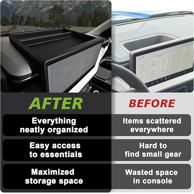 Muslogy Dashboard Storage Organizer Compatible with 2025 2026 Ford Maverick Accessories Center Console Insert with Magnetic Lid Hidden Panel Secret Compartment Fits 2025 2026 Maverick Behind Screen