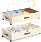 Yecaye Under Bed Storage with Wheels, Hemp Grey