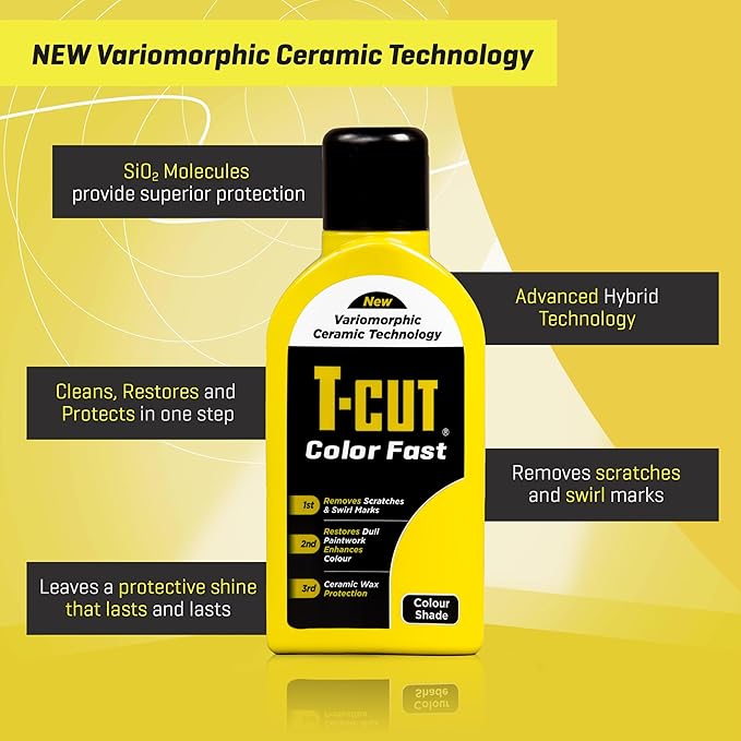 T-Cut Yellow Scratch Remover, Color Fast Paintwork Restorer Car Polish, 13 Colors Available, 17 Fl Oz