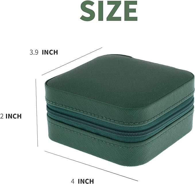 KElofoN Travel Jewelry Case with Mirror - Small Organizer Box for Girls & Women (Green-5)