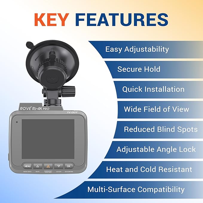 ROVE Suction Cup Mount for R2-4K, R2-4K PRO and R2-4K Dual Dash Camera Models