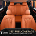 FLORICH Car Seat Covers Full Set Orange Seat Cover Front Seats and Back Leather Seat Covers for Cars Waterproof Car Seat Cush