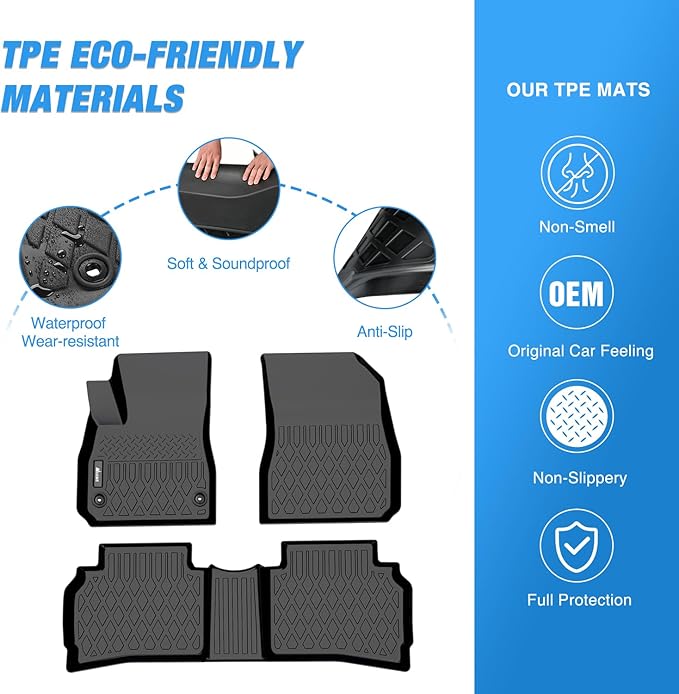 Nilight TPE Floor Mats for Chevy Malibu 2016 2017 2018 2019 2020 2021 2022 2023 2024 2025,All Weather Custom Fit Heavy Duty Floor Liners