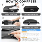 BAGAIL 6 Set Ultralight Compression Packing Cubes Packing Organizer for Travel Accessories Luggage Suitcase Backpack