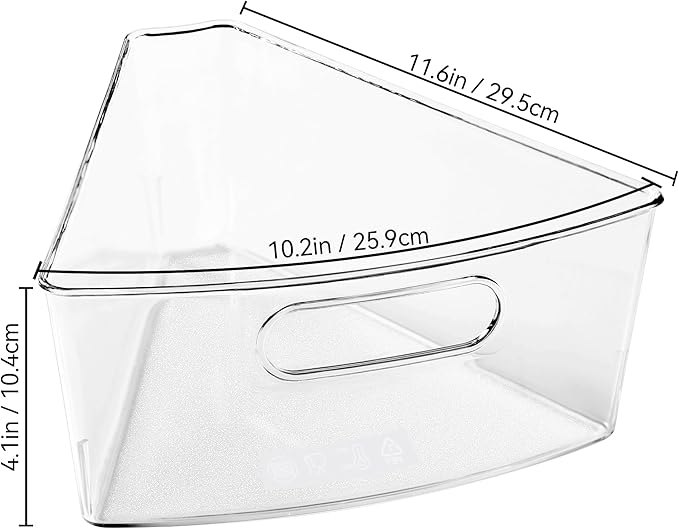 Oubonun Lazy Susan Organizers Set of 6, 11.6’’ x 10.2’’ x 4.1’' Plastic Transparent Kitchen Cabinet Storage Bins with Handle,