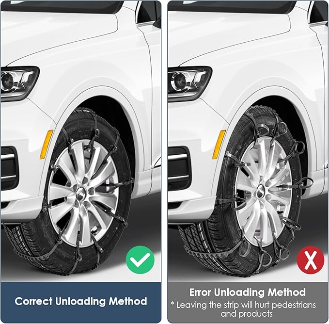 Qoosea Snow Chains Tire Chains for Car, Trucks, SUV Universal Emergency Snow Tire Chains, Adjustable Anti-Slip Tire Cables & 