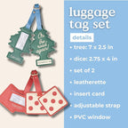 ban.do Getaway Suitcase Tag Set of 2 for Travel, Novelty Shaped Durable Vegan Leather Luggage Identifier (Road Trip)