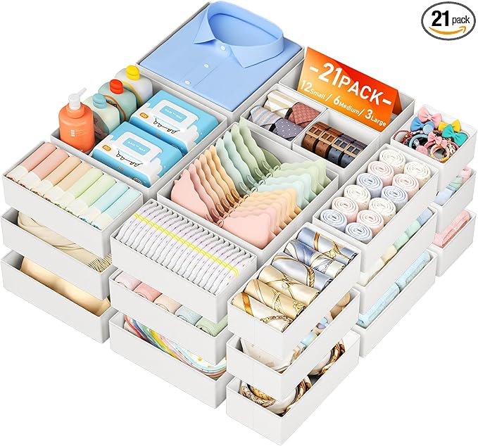 DIMJ Drawer Organizer Clothes Storage - 21 Pack Baby Dresser Organizer for Nursery Closet Organization, Fabric Drawer Organiz